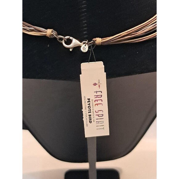 NWT Peyote Bird Rhinestone Embellished Leaf Necklace Bead Mix Multi Cord 17.75" - Picture 5 of 12